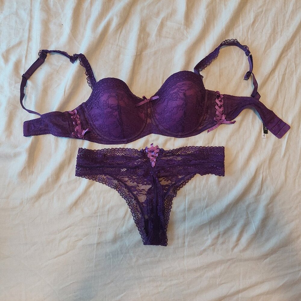 Adore Me Purple Bra and Panty set - Never Worn!